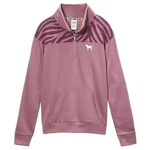 VS PINK Boyfriend Half Zip Mauve Zebra NIP M